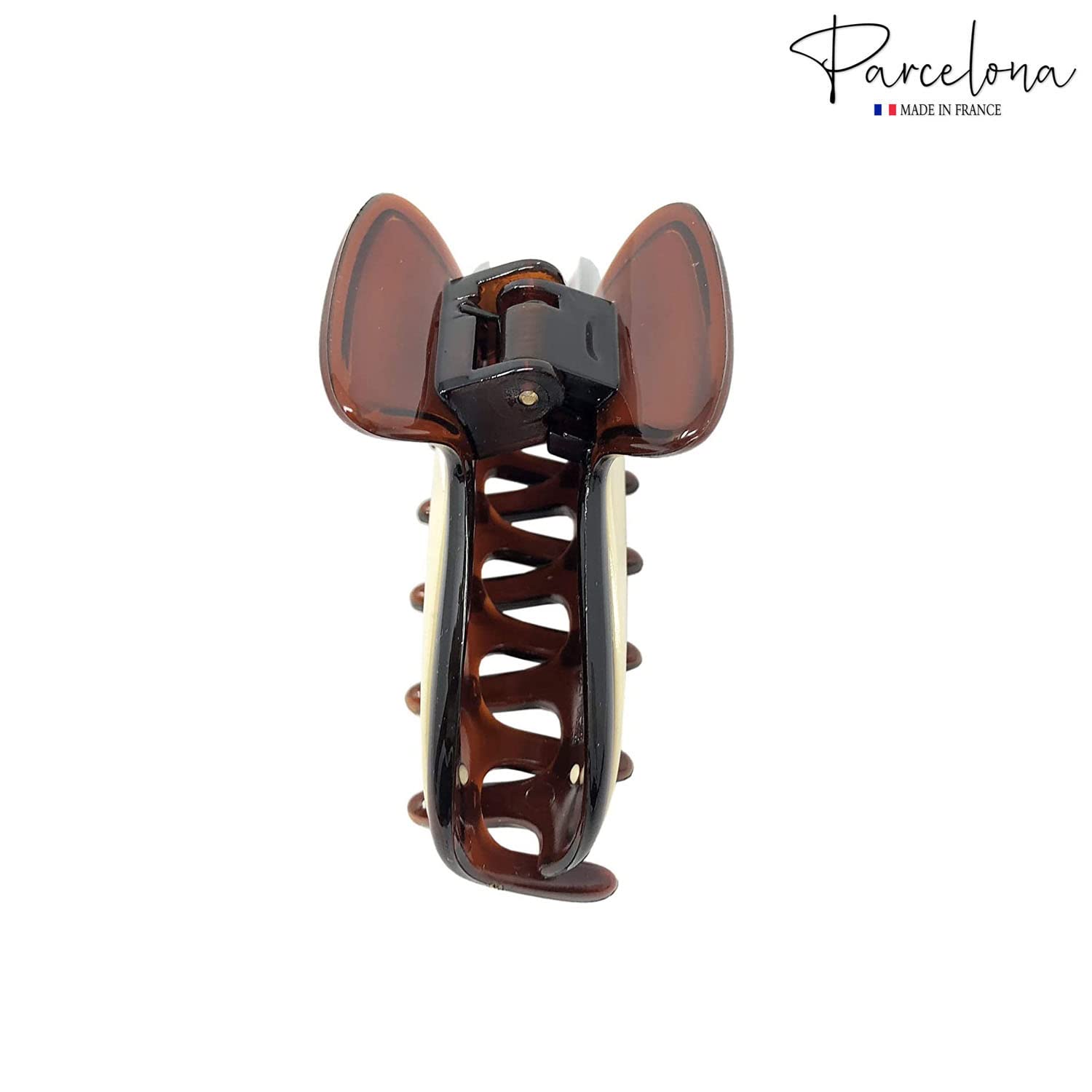 Parcelona French Medium Shell Solid Ivory Cellulose Jaw Hair Claw Clip