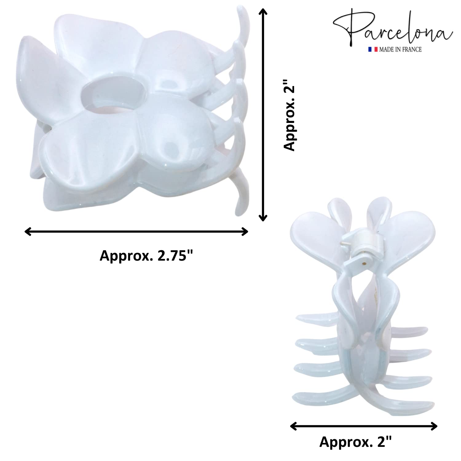 Parcelona French Big Flower Hair Claw 2.75" Jaw Clip Cellulose Acetate Hair Accessories