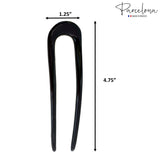Parcelona French U Shaped Prong Black Large Set of 2 No Metal Chignon Hair Pin
