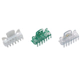 Parcelona French Classic 1.5" Small Celluloid Set of 3 Hair Claws for Women
