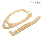 Parcelona French Plain Oval Small Celluloid Metal Free Hair Barrette for Women