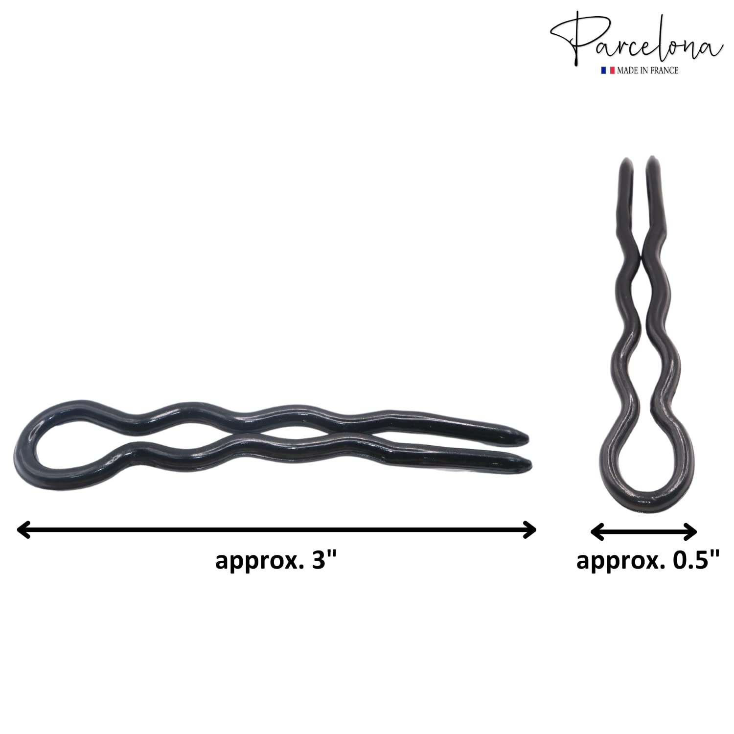 Parcelona French Slick Medium Celluloid Acetate Wavy U Shaped Hair Pin for Women