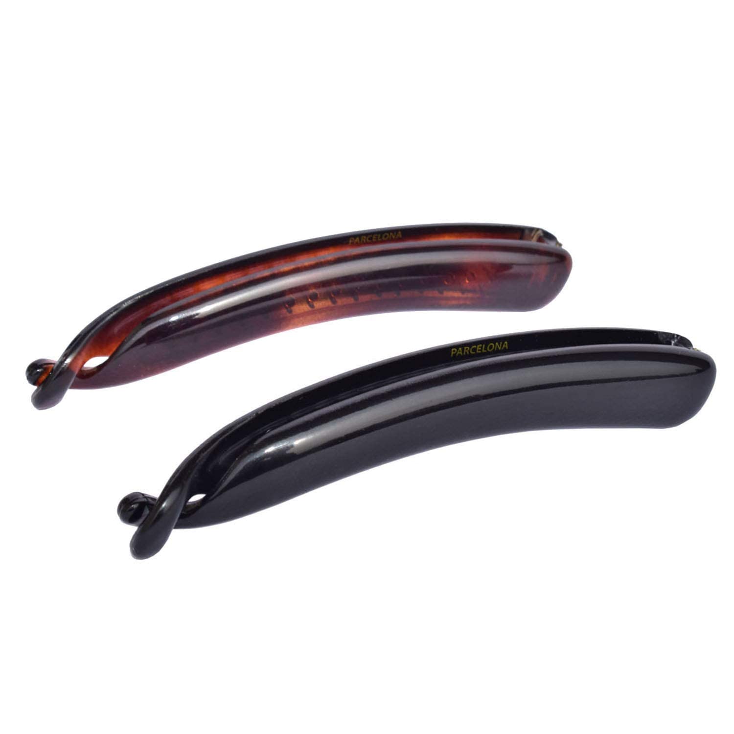Parcelona French Small 3.75” Celluloid Set of 2 Banana Hair Clips for Women