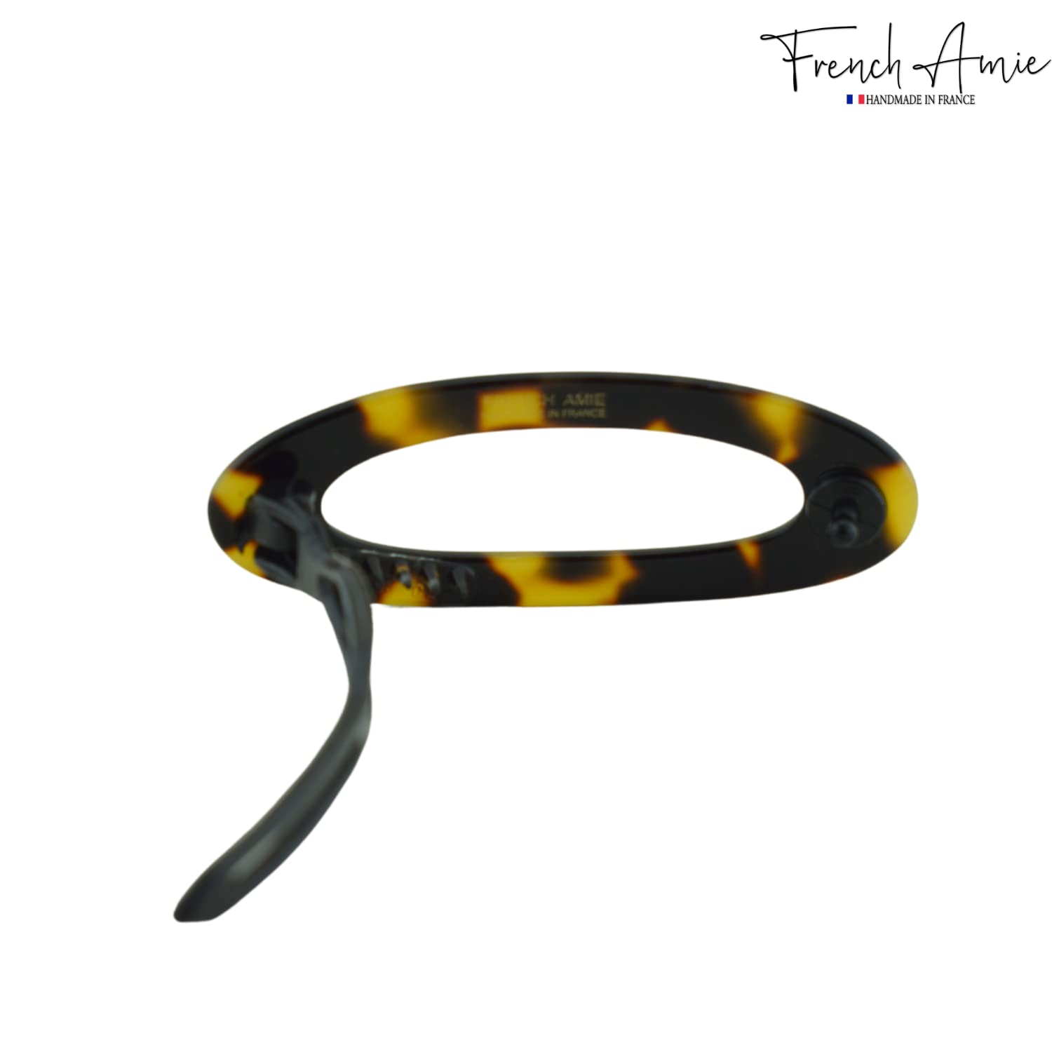 French Amie Oval Cut Out Small Handmade Cellulose Snap Hair Barrette for Women