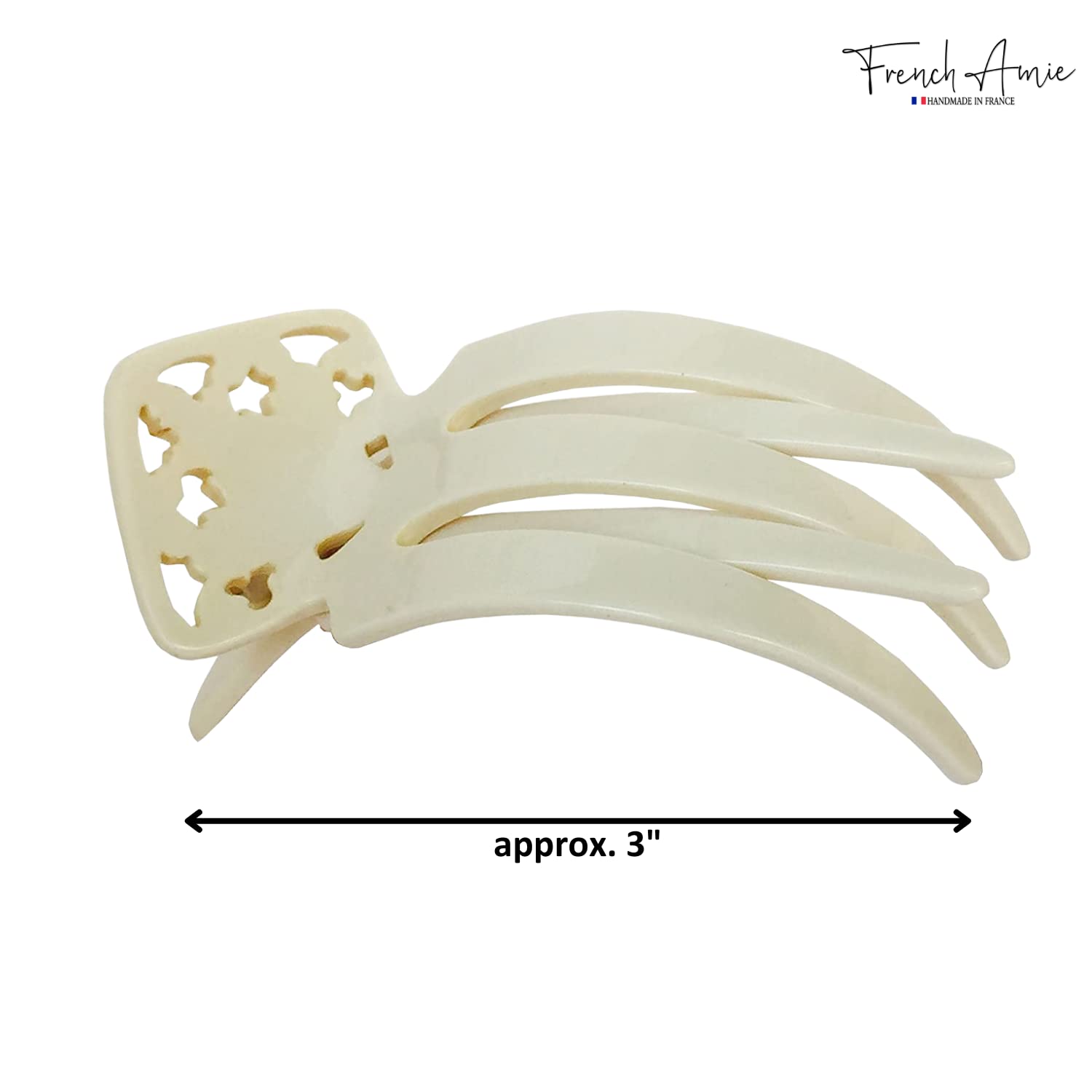 French Amie Medium 3" Handmade Cellulose Side Slider Pelican Hair Claw Clip