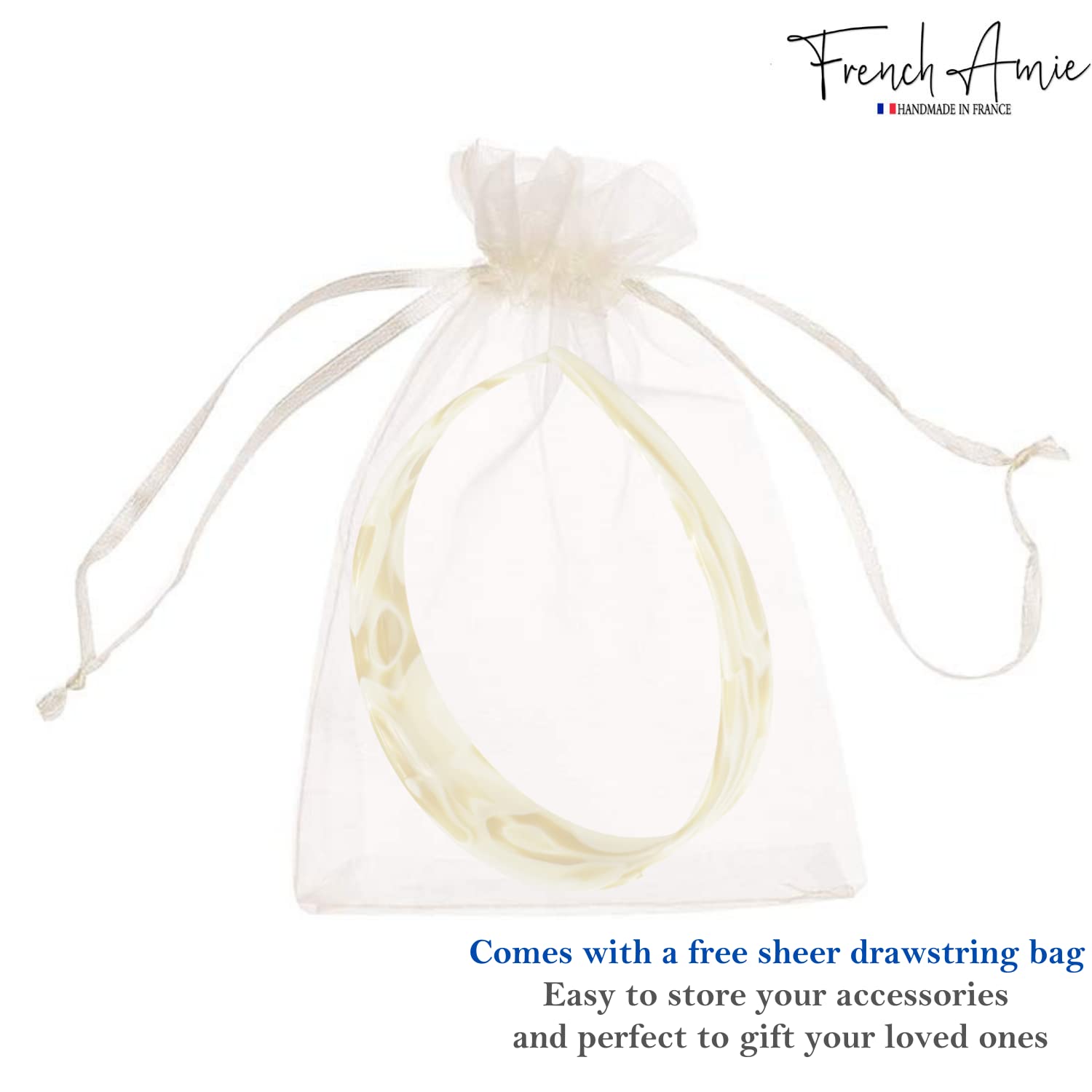 French Amie Ultracomfort Wide 1 1/4" Cellulose Handmade French Hair Headband