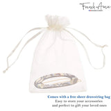 French Amie Thin Oval Small Onyx Celluloid Handmade Hair Barrette Clip for Women
