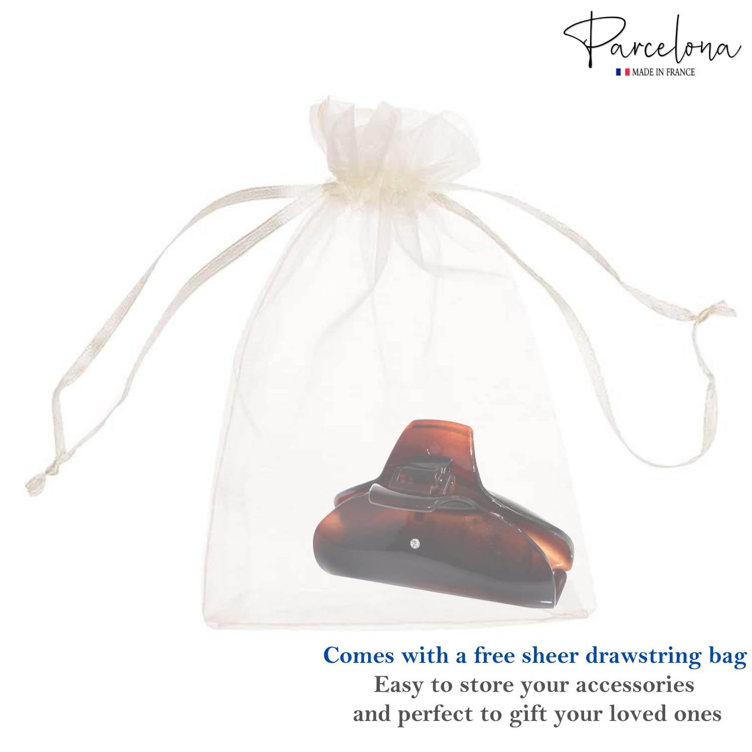 Parcelona French Elegant Medium 2 3/4" Cellulose Jaw Hair Claw Clip for Women