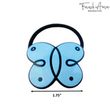 French Amie Butterfly Light Blue with Black Rim 1 3/4" Celluloid Handmade in Fra