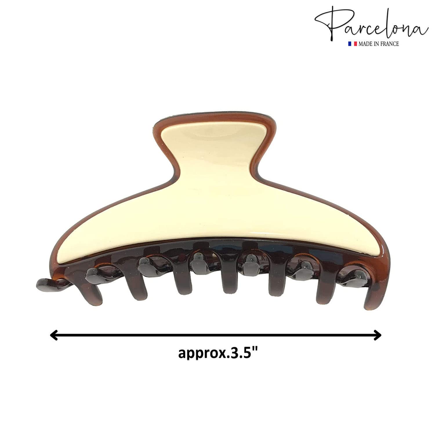 Parcelona French Medium Shell Solid Ivory Cellulose Jaw Hair Claw Clip