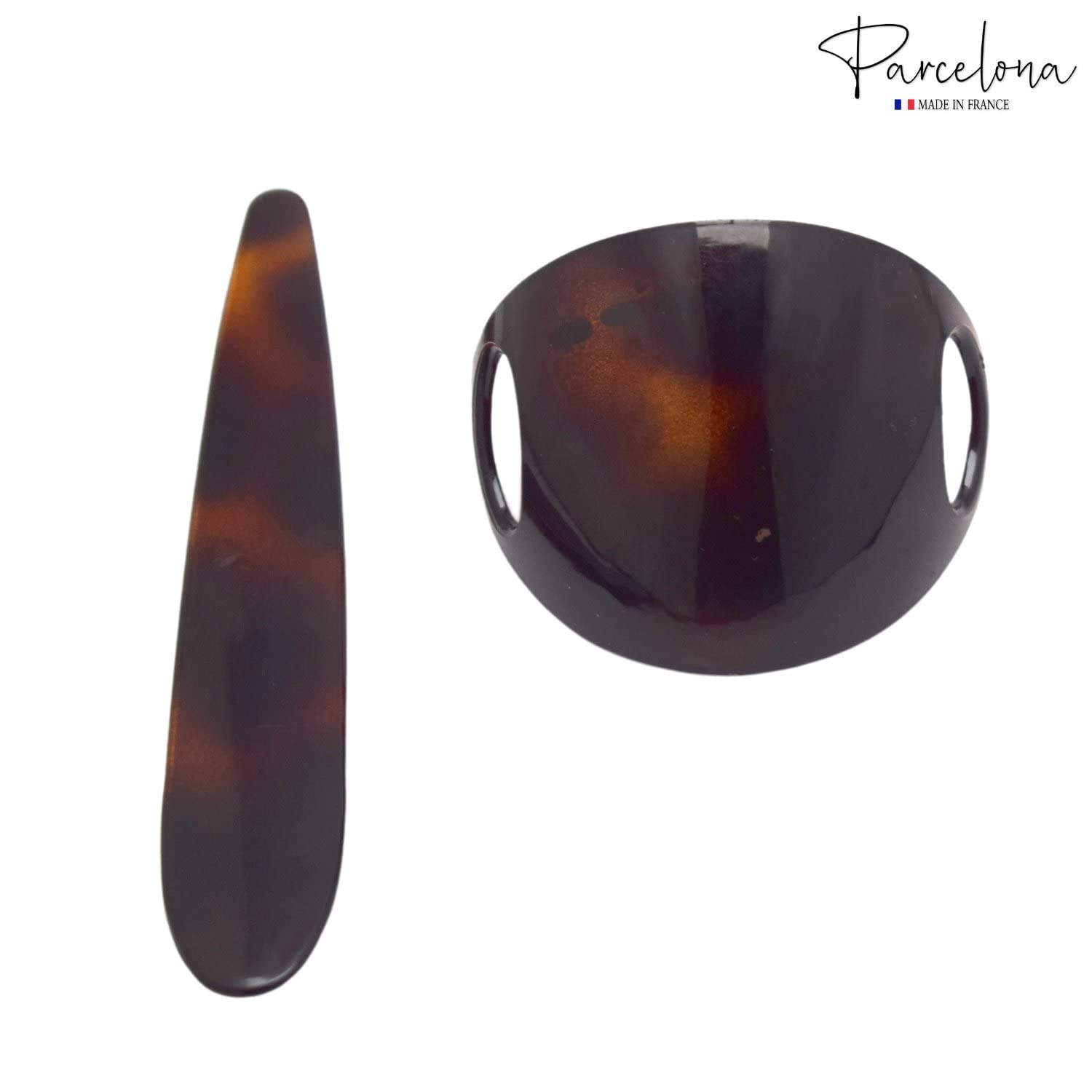 Parcelona French Classic 3" Cellulose Hair Slider Bun Cover Clip with Stick