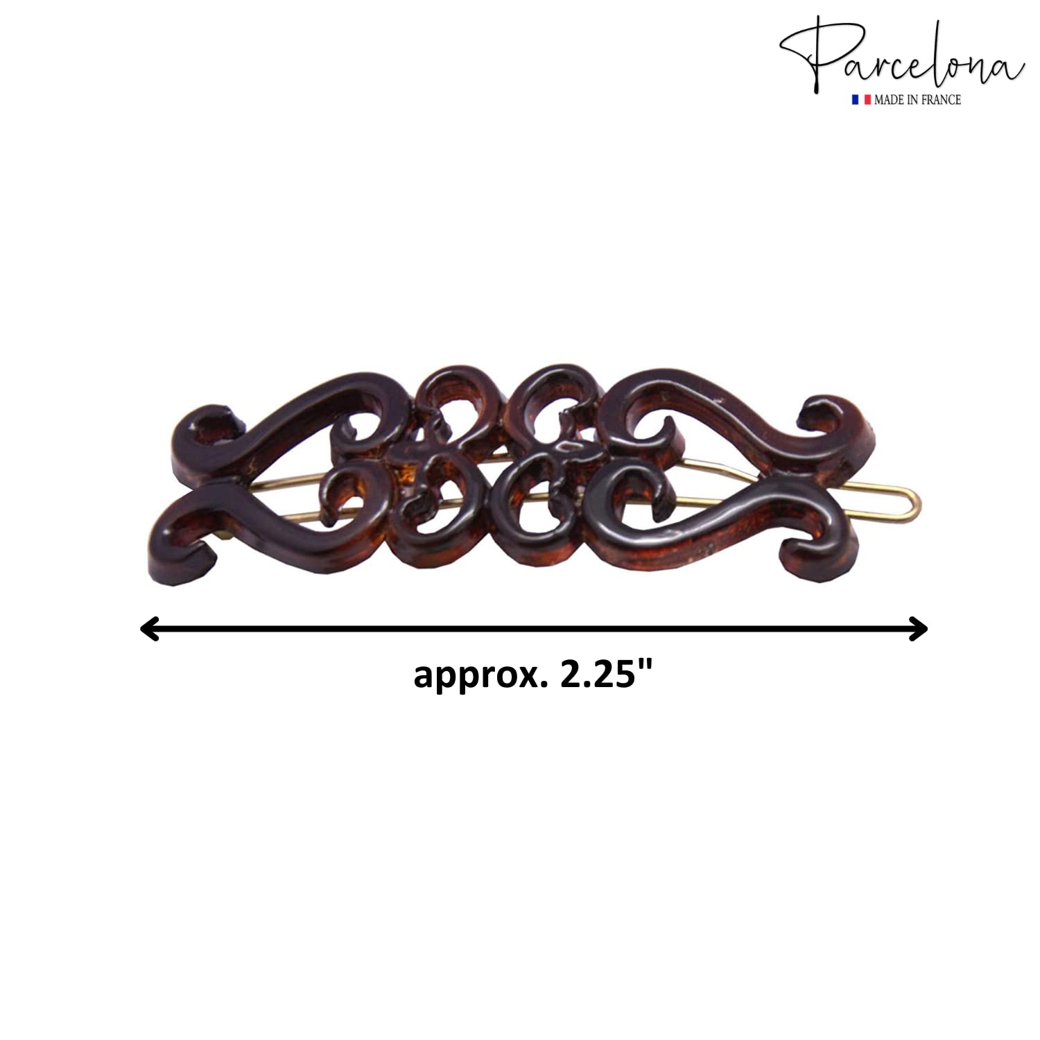Parcelona French Little Hearts Shell Black Small Snap Hair Clip Barrettes(4 Pcs)