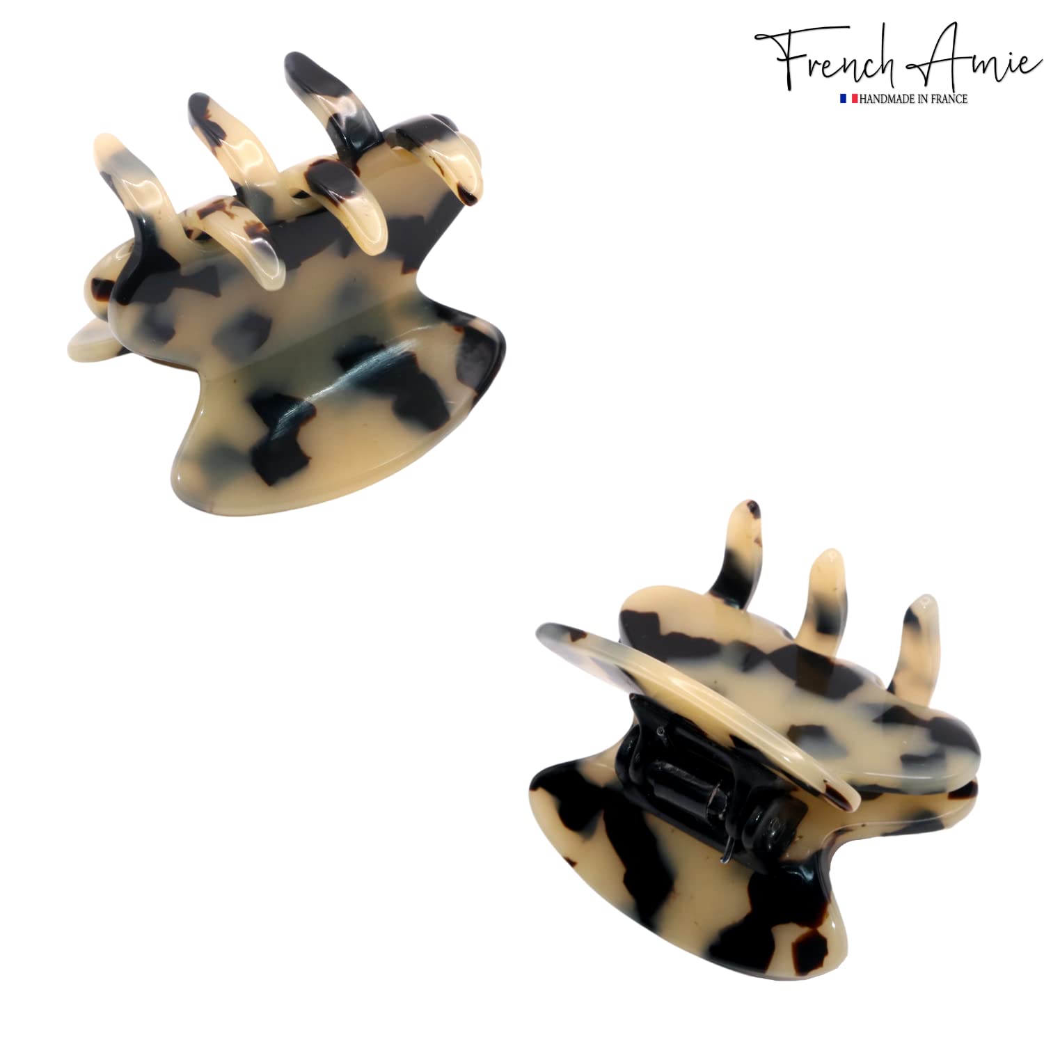 French Amie Flat Oval Small 1 3/4” Cellulose Handmade Hair Claw Clip for Women