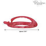 Parcelona French Plain Oval Small Celluloid Metal Free Hair Barrette for Women