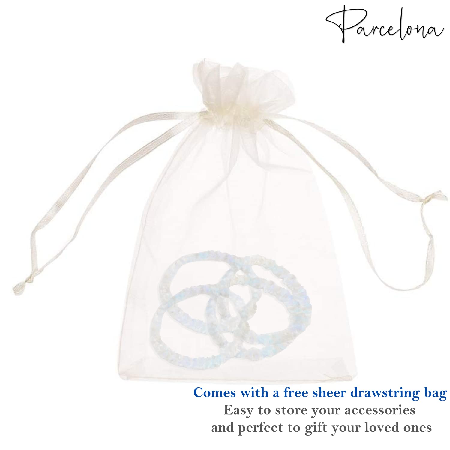 Parcelona Flexible Set of 4 Chenille Ponytail Holder Elastic Hair Ties