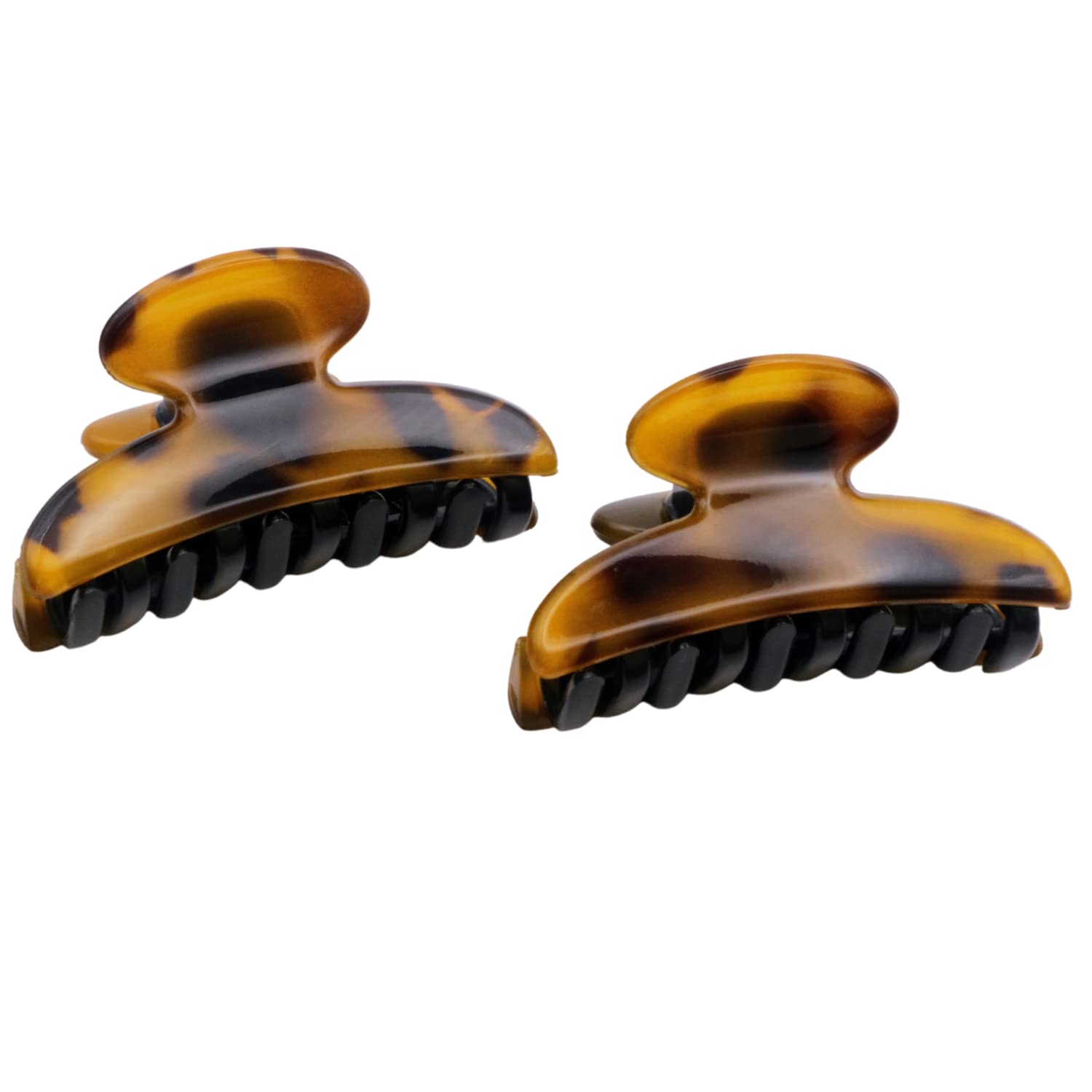 Parcelona French Glossy Oval Small 2.5" Celluloid Set of 2 Jaw Hair Claw Clips