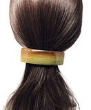 Parcelona French Brown Yellow Olive Curved Celluloid Volume Hair Clip Barrette