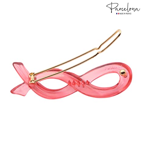 Parcelona French Infinity Ribbon Small Cellulose Hair Barrettes for Women(2 Pcs)