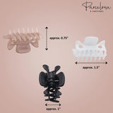 Parcelona French Classic 1.5" Small Celluloid Set of 3 Hair Claws for Women