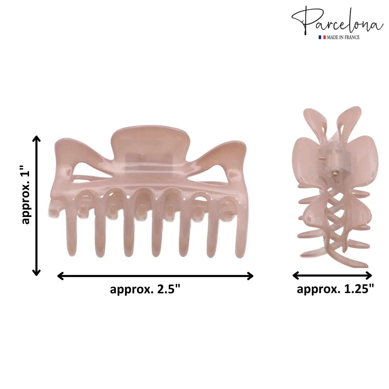 Parcelona French Classic Small 2.5" Celluloid Set of 2 Jaw Hair Claws for Women