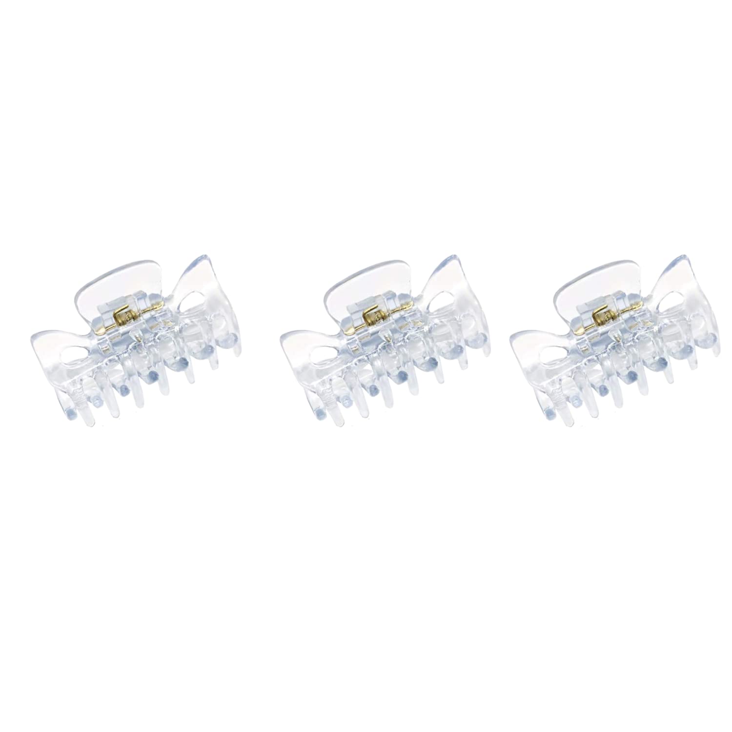 Parcelona French Classic 1.5" Small Celluloid Set of 3 Hair Claws for Women