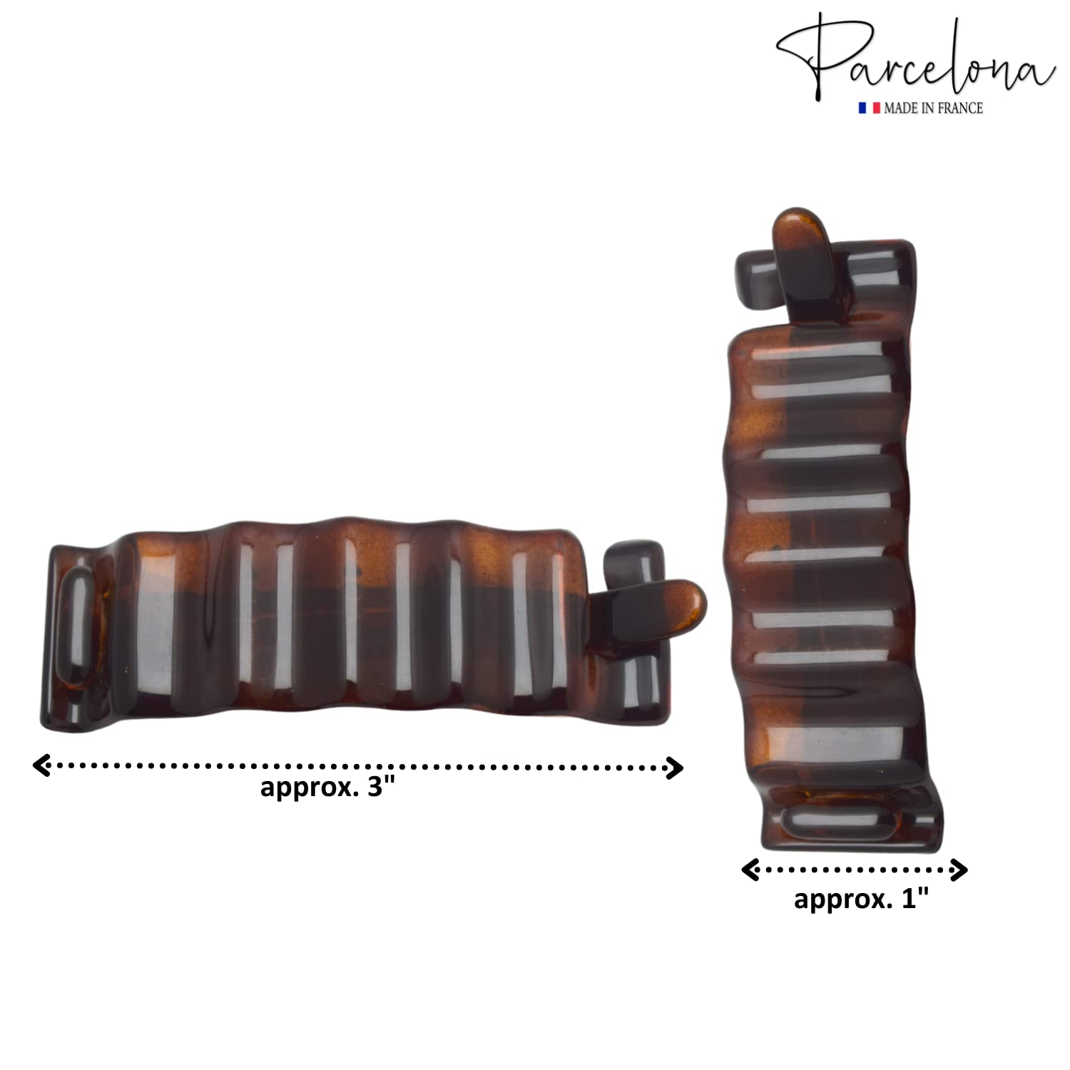 Parcelona French Crinkled Shell Small Metal Free Cellulose Hair Barrette