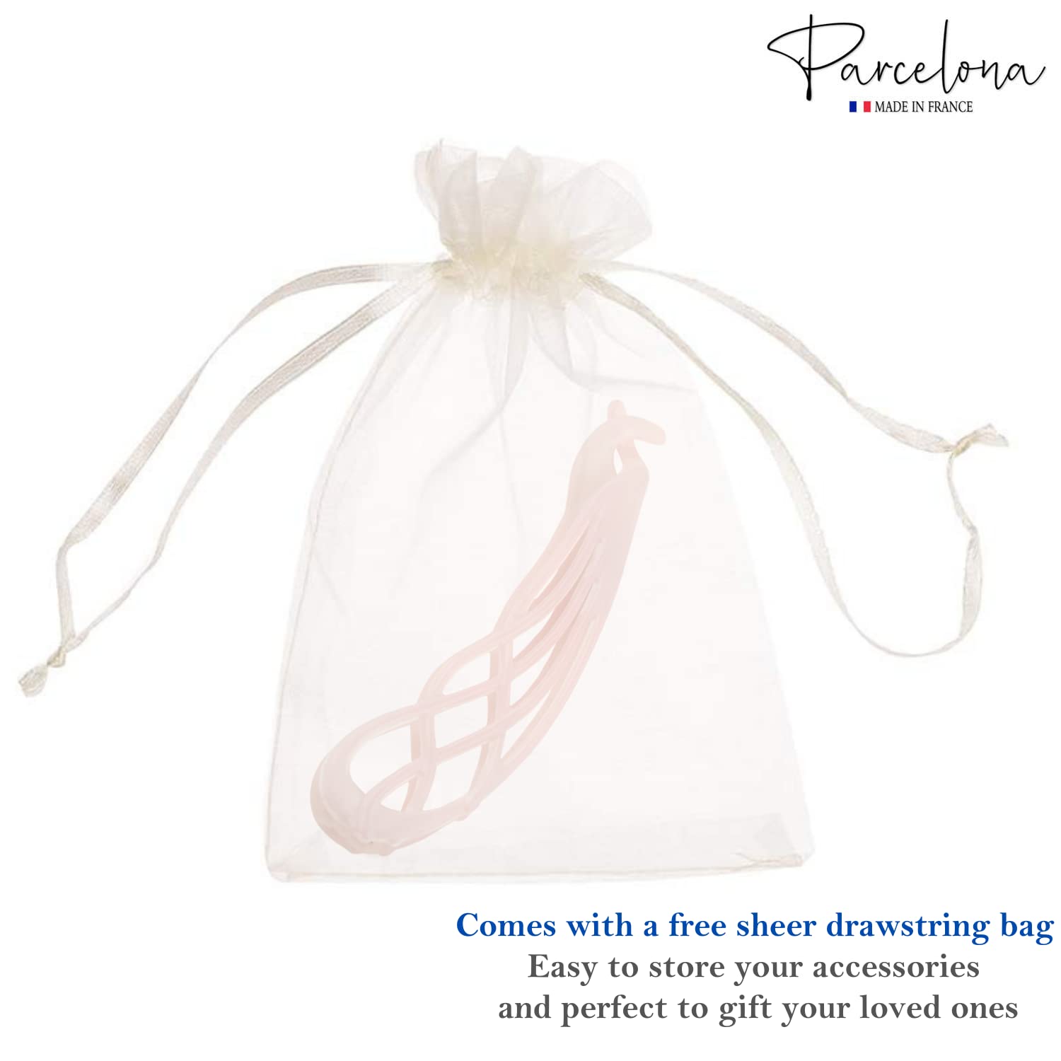 Parcelona French Curved Large 4" Cellulose Banana Hair Clip for Women