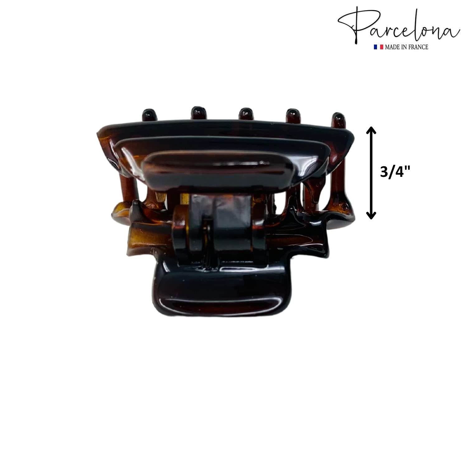 Parcelona French Crumpled Fat Small Shell & Black Cellulose Jaw Hair Claw Clip