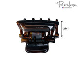Parcelona French Crumpled Fat Small Shell & Black Celluloid Jaw Hair Claw Clip