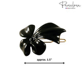 Parcelona French Lunaria Flower Small Black Snap Pin Hair Barrette Clips