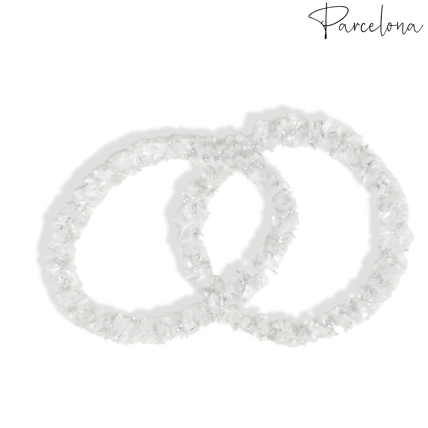 Parcelona Flexible Set of 4 Chenille Ponytail Holder Elastic Hair Ties
