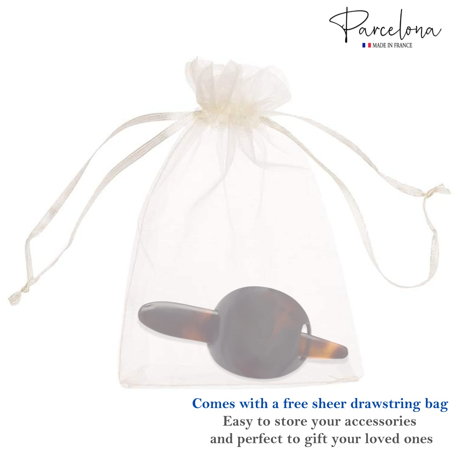Parcelona French Classic 3" Cellulose Hair Slider Bun Cover Clip with Stick