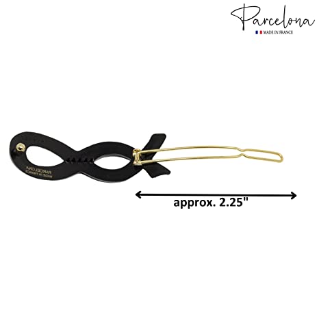 Parcelona French Infinity Ribbon Small Cellulose Hair Barrettes for Women(2 Pcs)