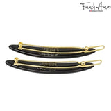 French Amie Narrow Oblong Small Set of 2 Hair Slide-in Barrette Clips