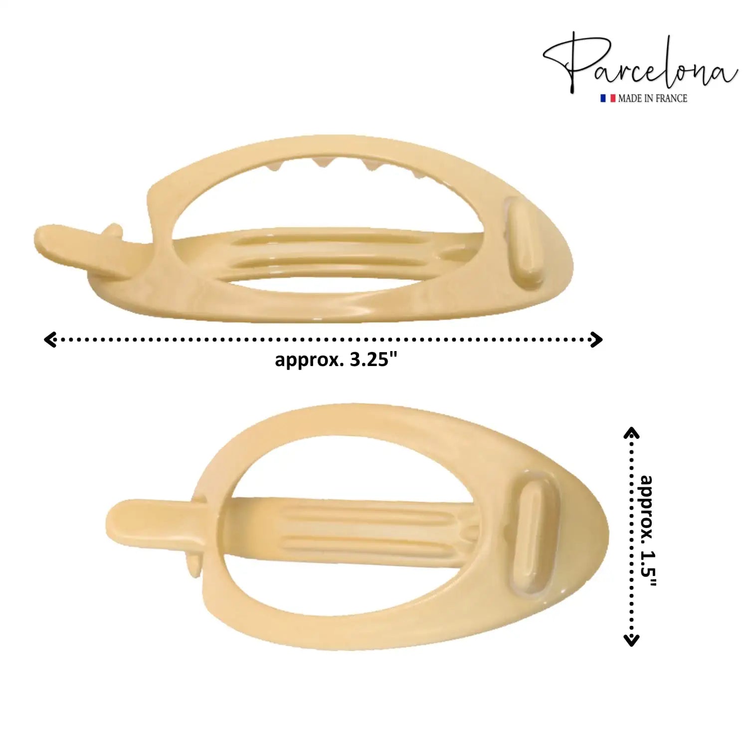 Parcelona French Plain Oval Small Cellulose Metal Free Hair Barrette for Women
