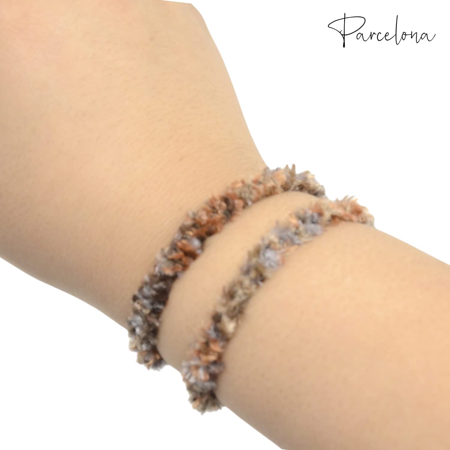 Parcelona Flexible Set of 4 Chenille Ponytail Holder Elastic Hair Ties