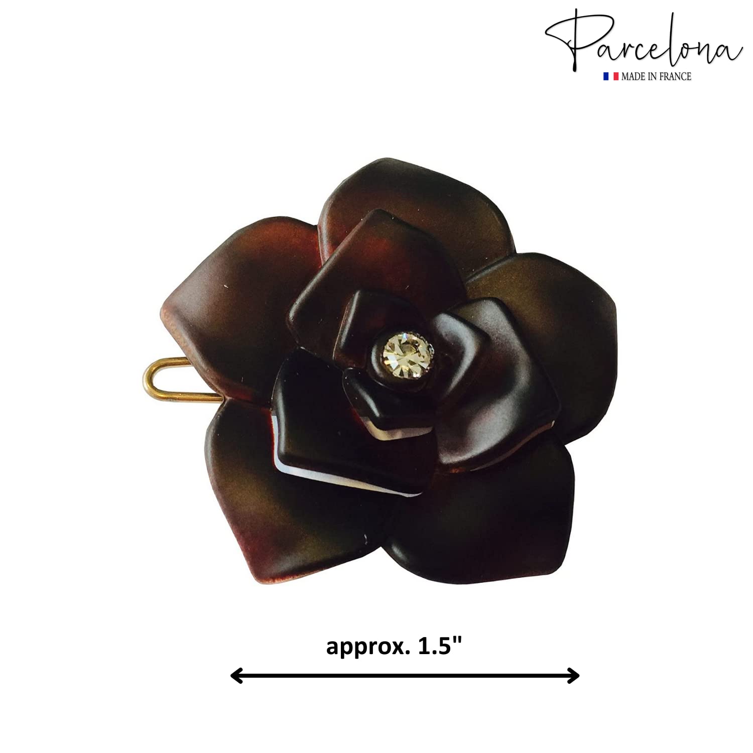 Parcelona French Flower Small 1.5" Cellulose Side Slide Snap Barrettes for Women