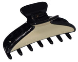 Parcelona French Solid Ivory with Black Rim Medium Covered Spring Hair Clip Claw