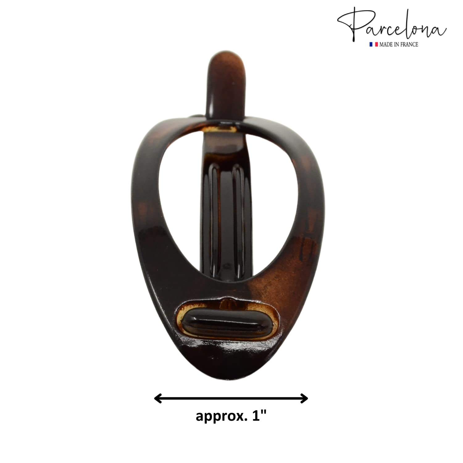 Parcelona French Plain Oval Small Cellulose Metal Free Hair Barrette for Women