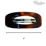 Parcelona French Ellipse Tortoise Brown Shell 3" Celluloid Hair Clip Barrette