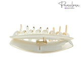 Parcelona French Curved Arch Clear Beige Large 3 3/4" Cellulose Acetate Interloc