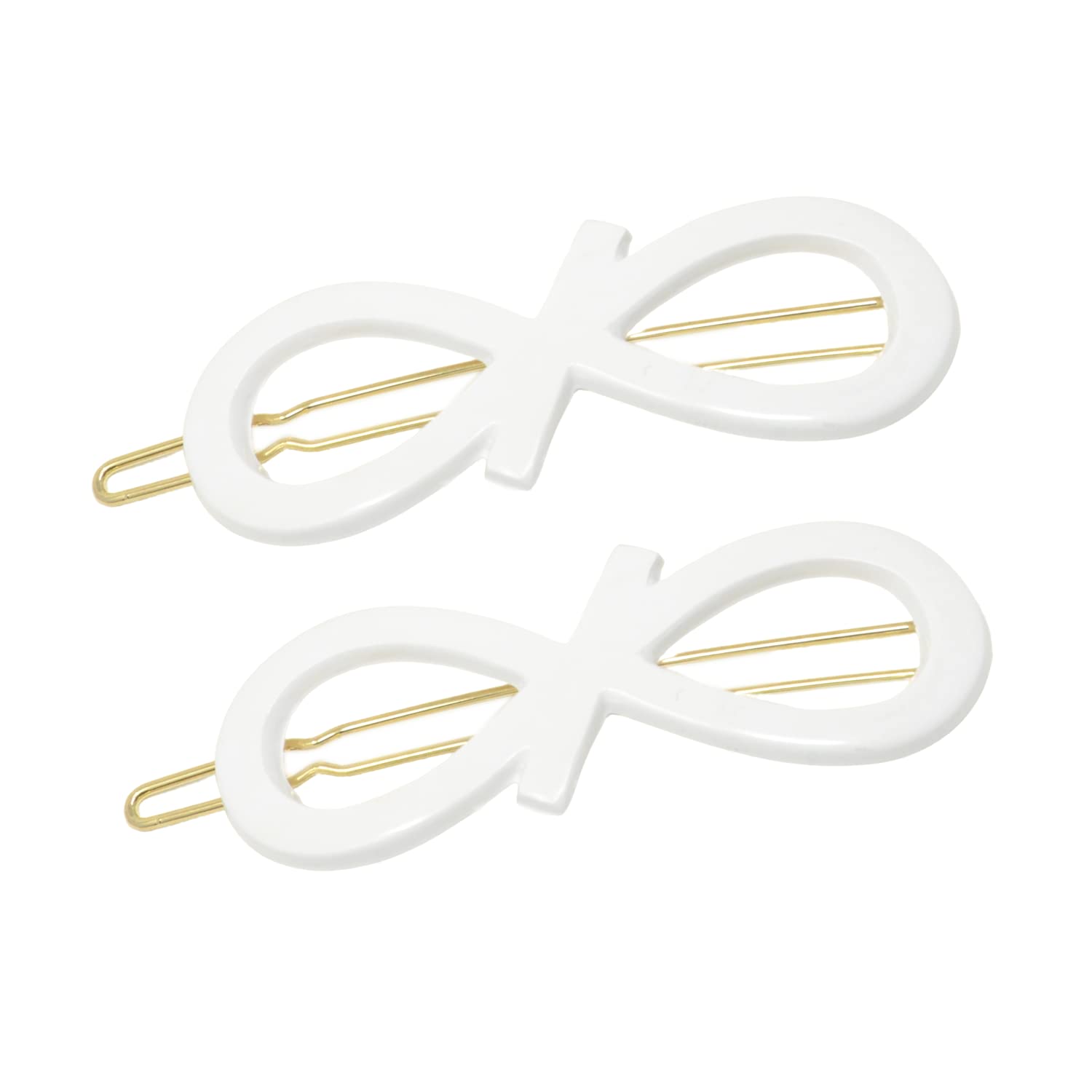 Parcelona French Ribbon Knot Infinity Small Celluloid Hair Barrettes for Women