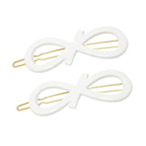 Parcelona French Ribbon Knot Infinity Small Celluloid Hair Barrettes for Women