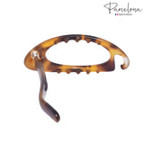 Parcelona French Plain Oval Small Celluloid Metal Free Hair Barrette for Women