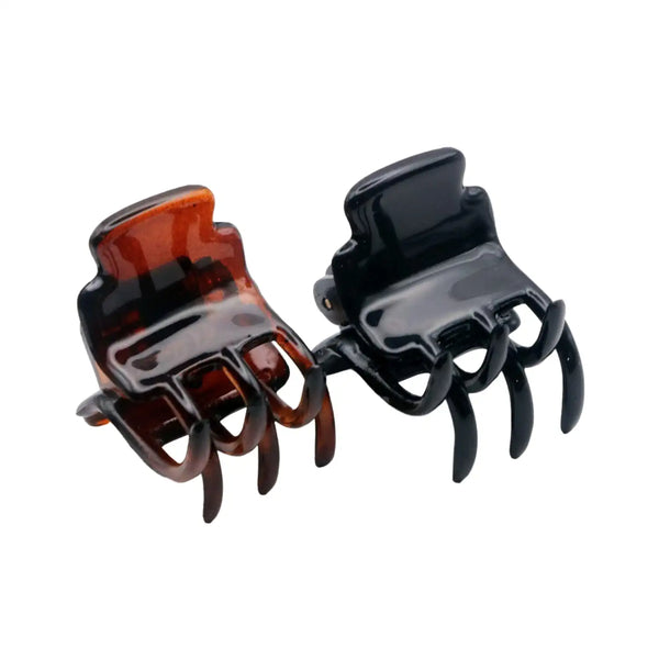 Parcelona French Glossy Square Very Small Celluloid Hair Claws for Women 2Pcs