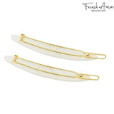 French Amie Narrow Oblong Small Set of 2 Hair Slide-in Barrette Clips
