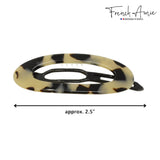 French Amie White Tokyo Oval Celluloid Handmade Metal Free Hair Clip Barrette