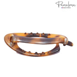 Parcelona French Plain Oval Small Celluloid Metal Free Hair Barrette for Women