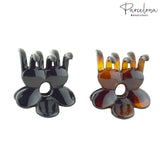 Parcelona French Belle Fleur Small Shell-Black Set of 2 Celluloid Hair Claws