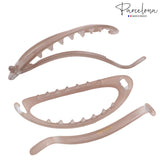 Parcelona French Plain Oval Simple Large Metal Free Hair Barrette for Women